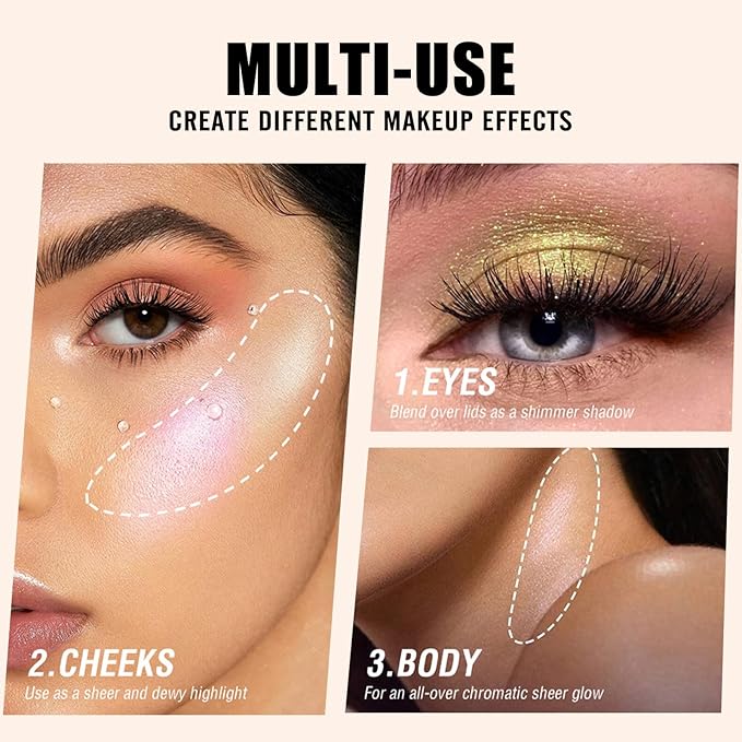 Highlighter Makeup Palette Shimmer Contour Palette Powder for Brighten Face Contour Gold Cheek Highlight Makeup, Long Lasting Highlighter Powder with Mirror for Illuminator Makeup (PINK GOLD)-Velvo Beauty