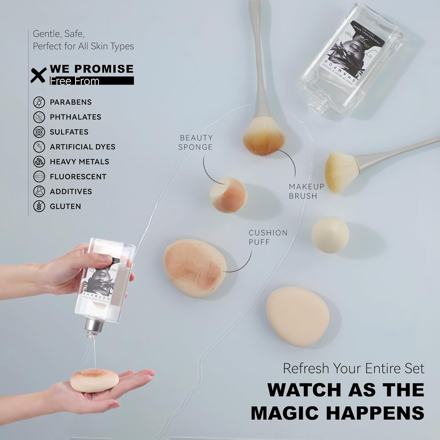 Makeup Brush Cleaner with Silicone Mat, Tea Tree Oil, Shampoo for Sponges & Puffs, Deep Cleaning, Antibacterial, Conditions Bristles, Gentle, Vegan & Cruelty-Free, 6.76 fl.oz-Velvo Beauty