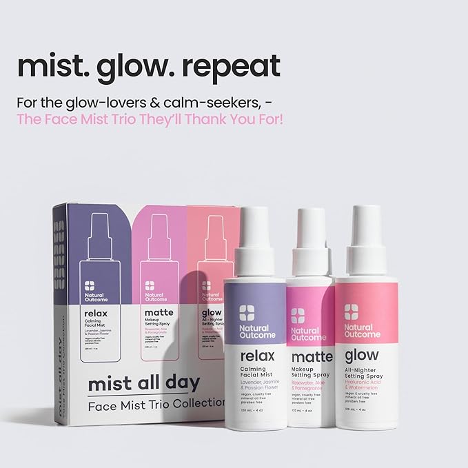 Face Mist Trio Collection – Hydrating Facial Mist Spray for Glowing Skin – Rosewater, Lavender & Hyaluronic Acid – Makeup Setting & Refreshing Face Spray Mist-Velvo Beauty
