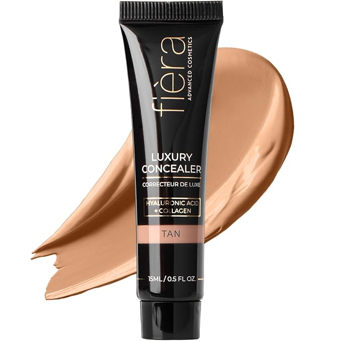Fièra Luxury Concealer with Anti-Aging - All Day Coverage for Dark Circles, Fine Lines, Wrinkles & Spots - Tan, 0.5 Ounce-Velvo Beauty