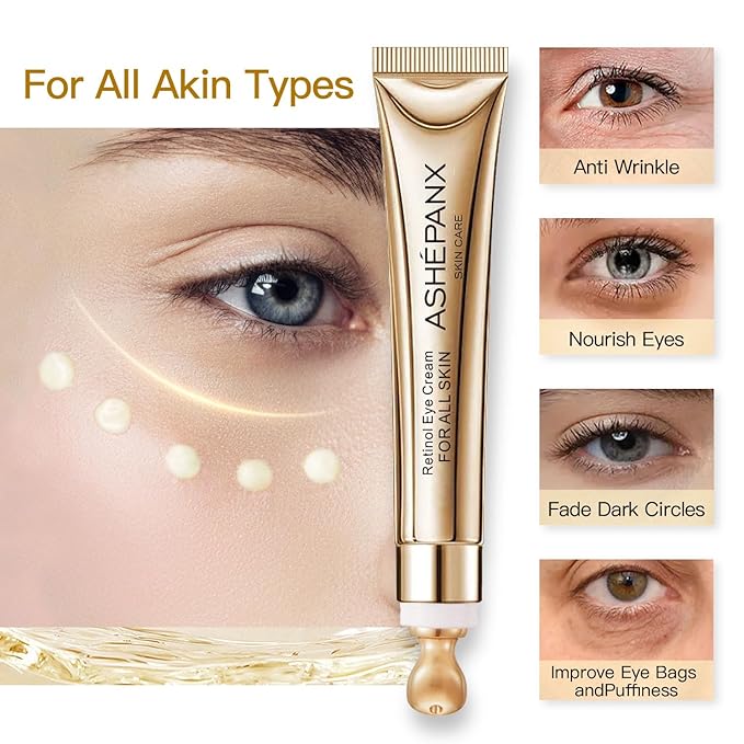 Retinol Eye Cream, Caffeine Eye Cream, Anti Aging Eye Cream for Dark Circles Puffiness Under Eye Bags and Wrinkles, Retinol Eye Cream with Caffeine and Collagen to Smooth Fine Lines and Hydrate Eye Area 20g-Velvo Beauty