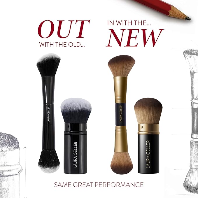 LAURA GELLER NEW YORK Face It All 2pc Makeup Brush Set - Retractable Airbrush Kabuki Brush + Dual-Ended Blush and Bronzer Brush-Velvo Beauty
