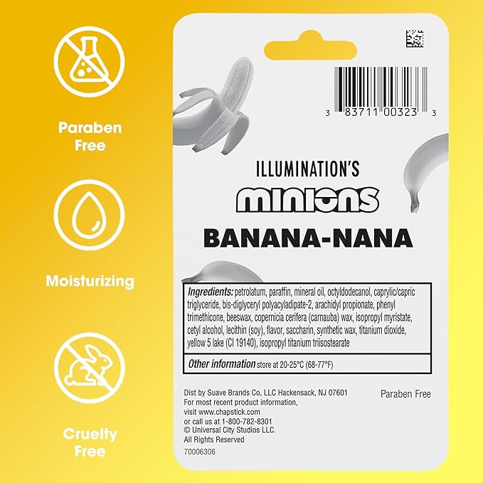 ChapStick Bulk Lip Balm, Minions Banana-Nana (36 Sticks), Party Favors for Kids, 0.15 Oz Ea-Velvo Beauty