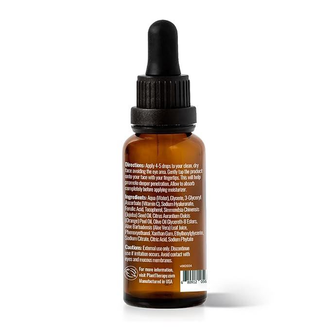 Plant Therapy Vitamin C Face Serum & Hyaluronic Acid, Anti-Aging Serum with Ferulic Acid, Vitamin E, Serum for Fine Lines & Wrinkles, 1 oz-Velvo Beauty