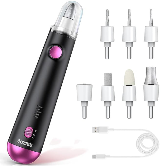 Electric Nail Drill, 8-in-1 Cordless Electric Nail File with LED Light, 5 Speeds Rechargeable Manicure and Pedicure Kit Hand Foot Care Tool for Nail Grinder Trim Polish for Women Baby-Velvo Beauty