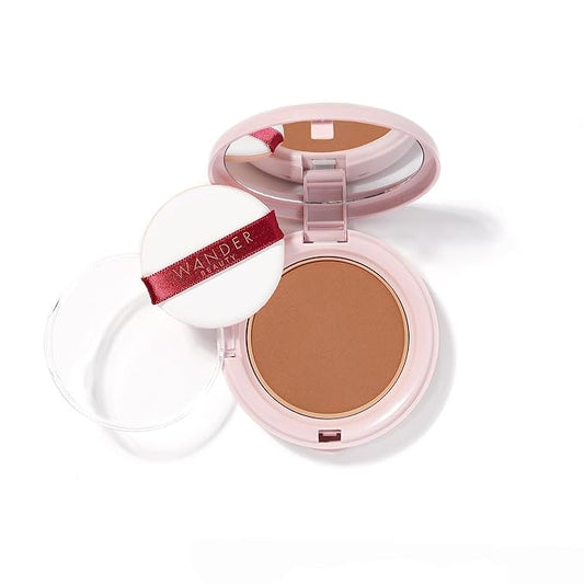 Wander Beauty Wanderlust Powder Foundation - Deep - Blurs and Evens Skin Tone - Perfects and Hydrates With Hyaluronic Acid, Aloe, Honeysuckle, & Vitamin E - Lightweight, Buildable Coverage - 0.31 oz-Velvo Beauty