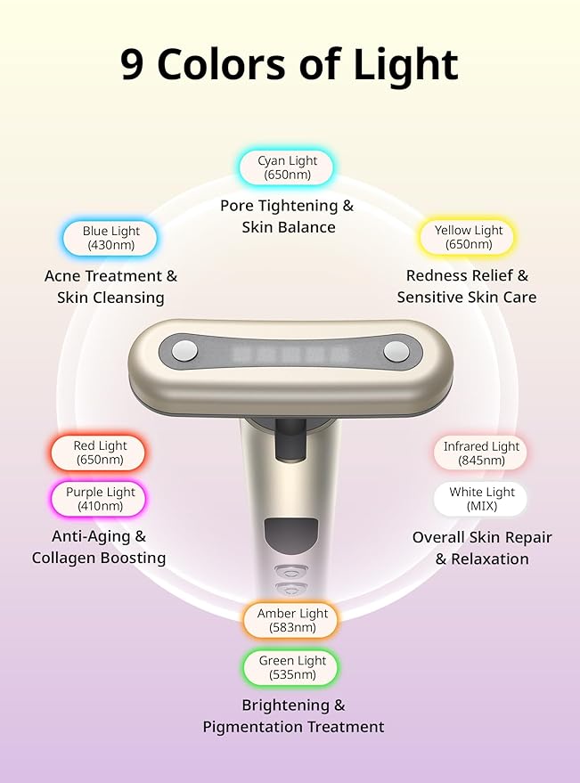 Red-Light-Therapy-for-Face,9 in 1 LED Light Therapy Eye Equipment for Skin Care, Red Light Therapy Face Massager Eye Beauty Skincare Rejuvenation Tool Microcurrent Facial Device Gift for Women at Home-Velvo Beauty