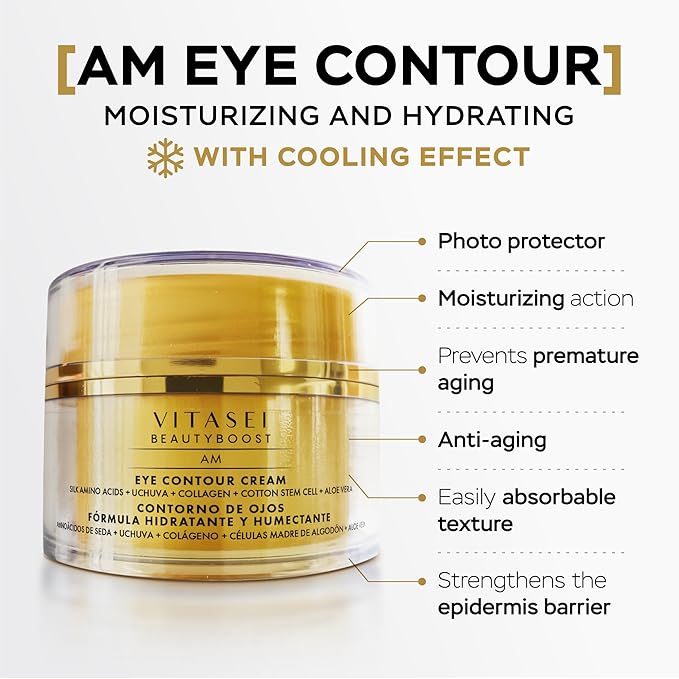 AM/PM Anti-Aging Kit Eye Contour Duo, Deep Hydration Eye Contour Cream with Cotton Stem Cells & Hyaluronic Acid (AM), Eye Contour Anti-Fatigue with Arabic Coffee for Under Eye Lines Protection(PM)-Velvo Beauty