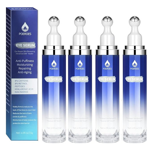 Under Eye Cream with 8% Caffeine & Retinol | Hyaluronic Acid, Niacinamide & Peptides | Eye Roller for Puffy Eyes, Dark Circles & Wrinkles | 2 fl. oz.…-Velvo Beauty