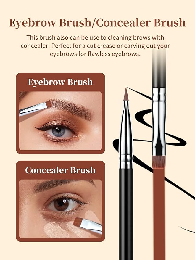 EIGSHOW Flat Eyeliner Brush, Professional Precise Eyebrow Concealer Brush for Sharp Defined, Eye Liner Application with Gel Liquid Cream Powder (E808)-Velvo Beauty
