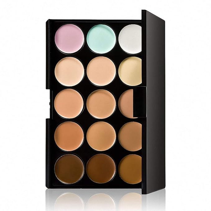Concealer Palette, 15 Colors Makeup Palette Facial Camouflage Contour Palette with Sponge Puff Oval & Makeup Brush Beauty Make up Cream-Velvo Beauty