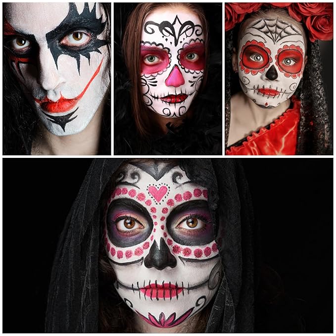 Clown Makeup Kit Black White Red Face Body Paint Palette Halloween Makeup Kit for Sfx Joker Zombie Cosplay Vampire Makeup-Velvo Beauty
