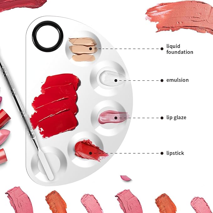 Makeup Mixing Foundation Palette Tools - Stainless Steel Nail Art Palette with Makeup Foundation Spatula Professional Cosmetic Mixing Makeup Palette Tray for Eye Shadow Eyelash Lipsticks Nail Art-Velvo Beauty