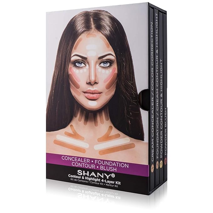 SHANY 4-Layer Contour and Highlight Makeup Kit - Set of Concealer Palette, Color Corrector, Makeup Foundation Palette, Contour Highlight, and Blush Palettes Sets-Velvo Beauty
