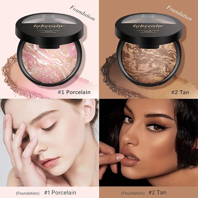 Baked Foundation, Coror Correcting Baked Foundation,Buildable Coverage, Lightweight Powder Foundation, Creates a Perfect Canvas and a Natural Semi-Matte Finish(01# Porcelain)-Velvo Beauty
