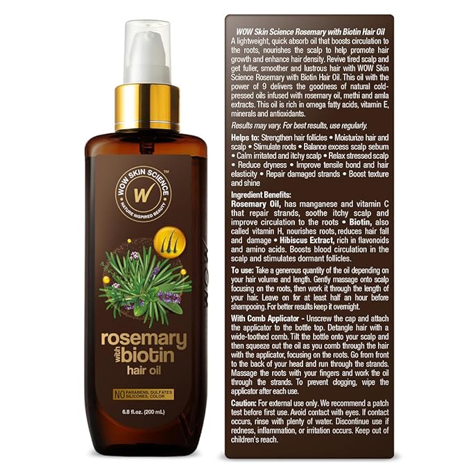 WOW Skin Science Rosemary with Biotin Hair Oil 6.8 oz-Velvo Beauty