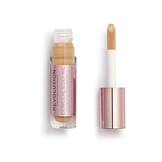 Makeup Revolution Conceal and Define Concealer, Full Coverage & Matte Finish, C9.2 for Medium/Tan Skin Tones, Vegan & Cruelty-Free, 0.7 Fl Oz-Velvo Beauty