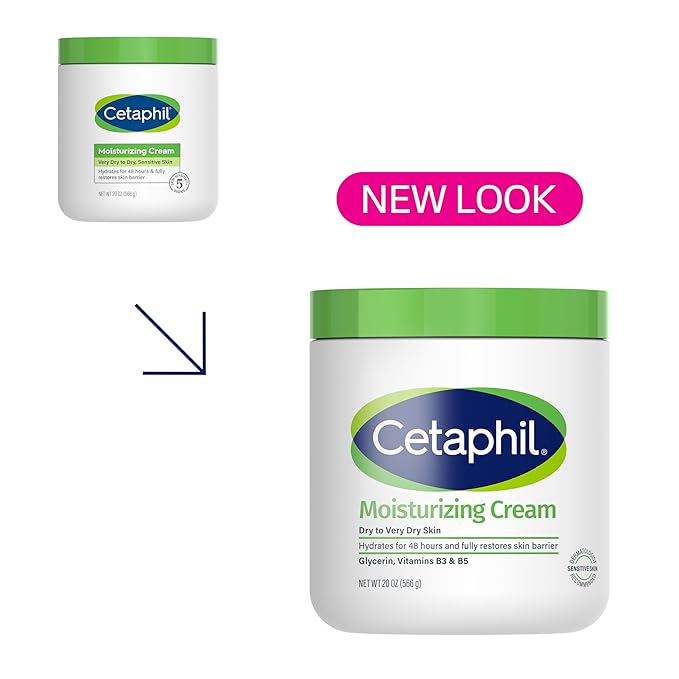 Cetaphil Face & Body Moisturizer, Hydrating Moisturizing Cream for Dry to Very Dry, Sensitive Skin, NEW 20 oz, Fragrance Free, Non-Comedogenic, Non-Greasy (Packaging May Vary)-Velvo Beauty