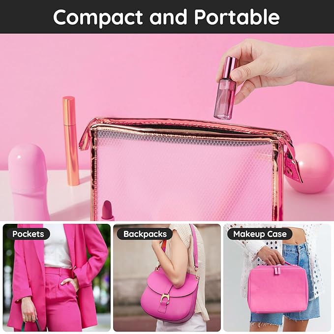 Segbeauty 5pcs Travel Refillable Atomizer, 10ML Empty Sprayer for Perfume, Mini Portable Glass Spray Bottle Dispenser for Cosmetic Accessories, Outgoing Travel Essentials-Velvo Beauty