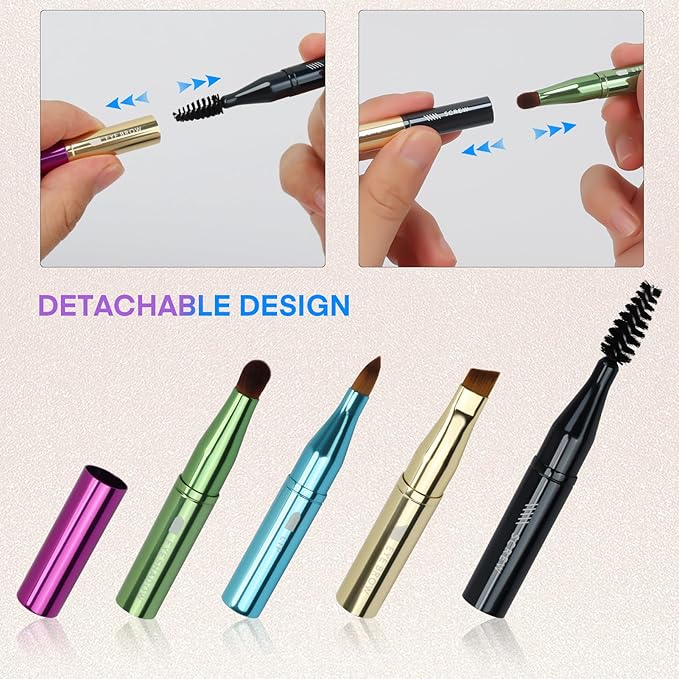 Unaone 4 in 1 Makeup Brush - Lip Brush for Lipstick, Eyebrow, Eyeshadow, Spiral Eyebrow Portable Detachable Multi-functional Lipstick Brush for Makeup-Velvo Beauty