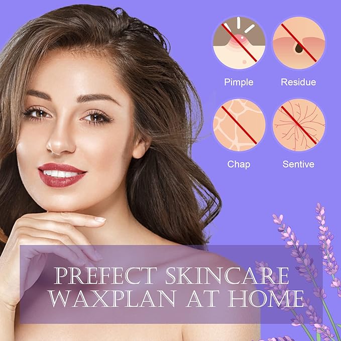 PURPLESKY Wax Beads, 3.3LB Painless Coarse Hard Wax Beads Bulk for Hair Removal, Stripless Long-lasting Waxing Beads for Brazilian Bikini, Leg, Chest, Back, Lavender Scent-Velvo Beauty