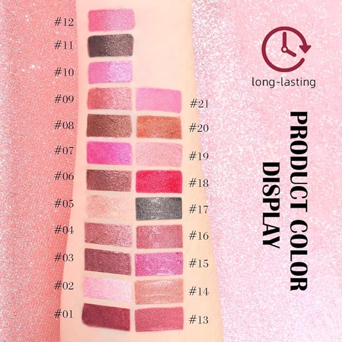 evpct Mauve Pink Metallic Glitter Lip Liner and Lipstick Combo Lip Gloss Stain Set Makeup for Women Long Lasting Waterproof 24, Dusty Rose Metallic Shimmer Frosted Iridescent Glossy Liquid Lipstick 16-Velvo Beauty
