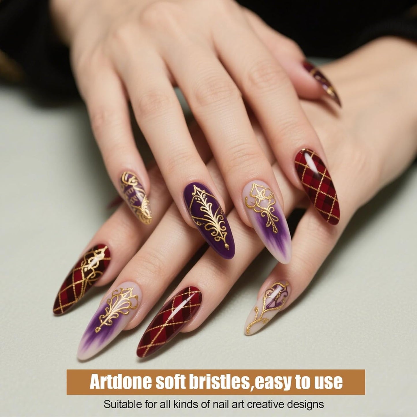 Artdone 15pcs Pink Nail Art Brushes, Nail Art Tool Set, Dotting Tools, Dust Brush,Striping Brushes for Long Lines, Drawing Pen For Gel Polish Design supply-Velvo Beauty