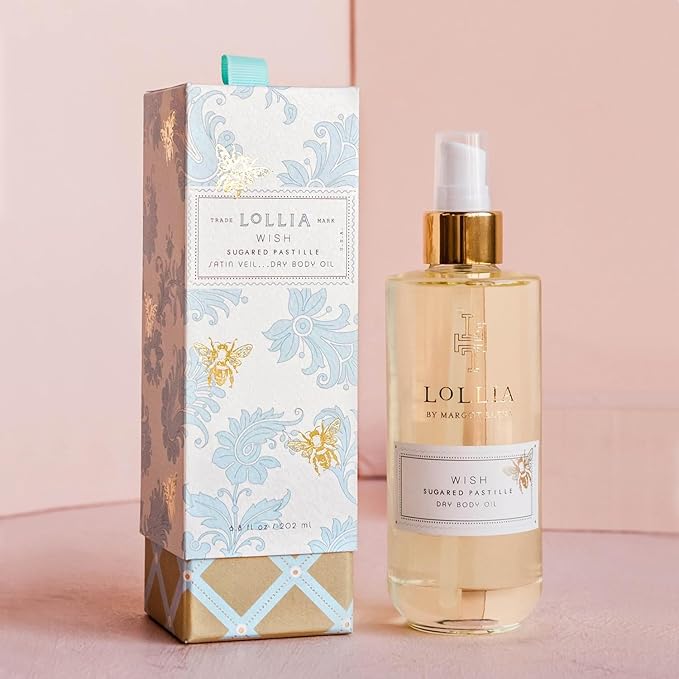LOLLIA Wish Dry Body Oil, 6.8 Fl. Oz. – Sugared Pastille – Women’s, Scented, Moisturizing, Dry Body Oil for Women, For All Skin Types-Velvo Beauty