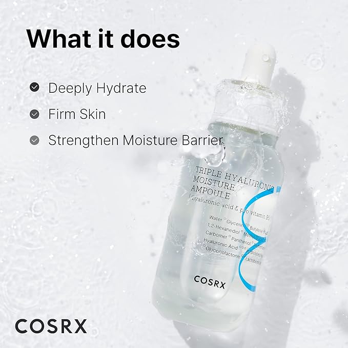COSRX Hydrium Triple Hyaluronic Moisture Ampoule, 40ml / 1.35 fl.oz | Hyaluronic Acid Viscous Serum | Korean Skin Care, Animal Testing Free, Paraben Free-Velvo Beauty