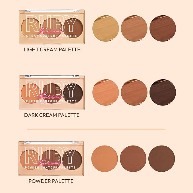 Ruby Kisses Contour Palette 3-in-1 Contour, Conceal, Highlight All-In-One Mini Palette, Long-Lasting, Easy to Blend Powder Contour Palette for All Skin Type-Velvo Beauty