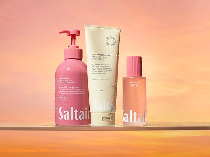 Saltair KP Body Scrub. 10% Glycolic Acid Treatment with Volcanic Sand and Plant Moisturizers. Fragrance-Free Physical Chemical Exfoliator. Exfoliating Body Scrubber for Rough Bumpy Skin, 10oz.-Velvo Beauty