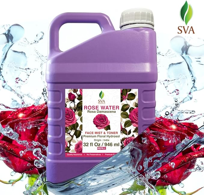 SVA Rose Water - 32 Fl oz - Refreshing Rose Water Spray for Skin Care, Skin Hydration, Bath, Soaps, Haircare & Aromatherapy-Velvo Beauty