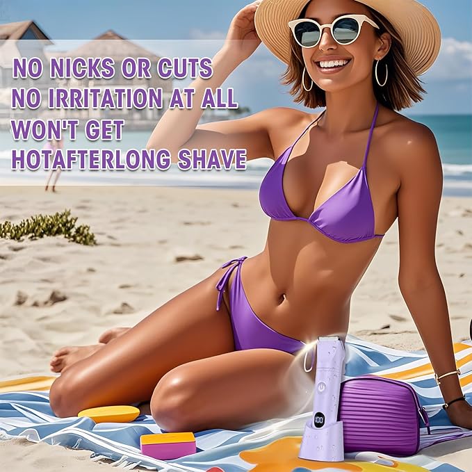 Lanumi 3 in 1 Bikini Trimmer for Women Rechargeable Electric Razors Wet/Dry Pubic Body Hair Trimmer Facial Hair Remover IPX6 Waterproof LCD Display-Velvo Beauty