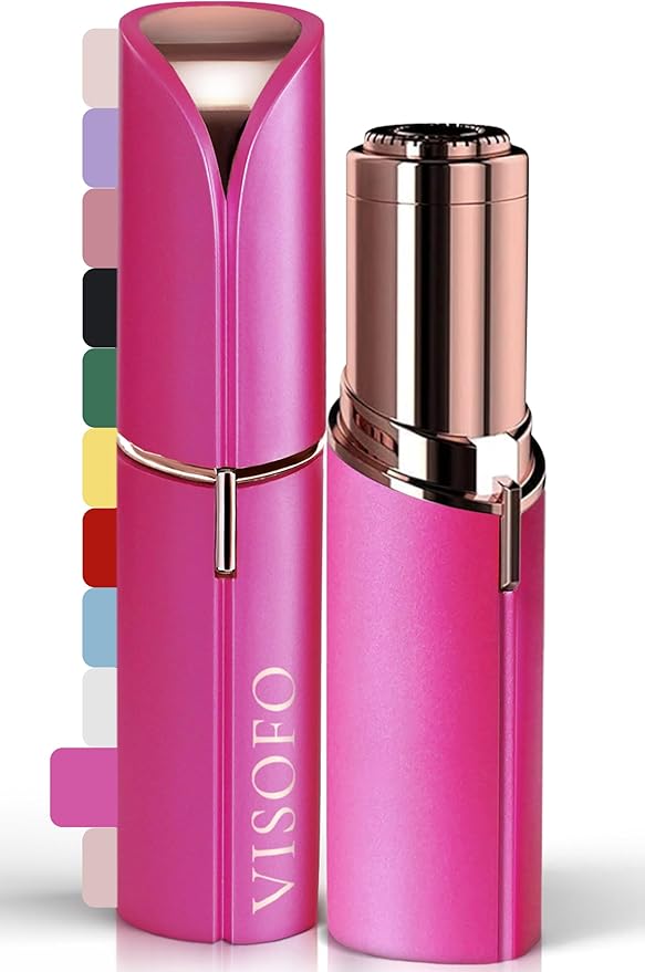 Facial Hair Removal for Women | Electric Razor Device Small Mustache Dermaplaning Remover Tools Tweezers Epilator Trimmer Face Dermaplane Shavers Beauty Gadgets Set Accessories by VISOFO (Rubellite)-Velvo Beauty