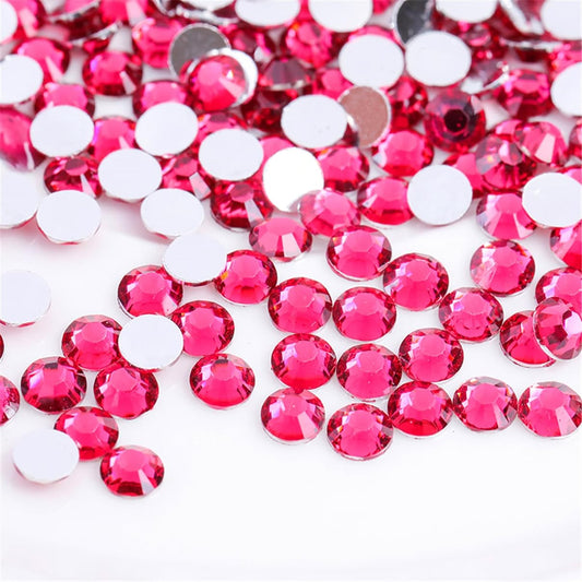3000 Pieces SS6 2mm Flatback Rhinestones Clear Glass Round Gems Crystals for Nail Art DIY Crafts Clothes Shoes Bags (Rose Red)