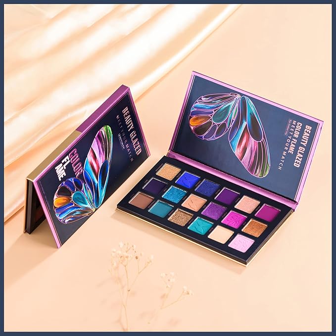 18 Colors Eyeshadow Palette, Butterfly Series Highly Pigmented Eye Makeup Palette, Matte Shimmer Metallic Powder Eyeshadow Pallet, Makeup Palette Cosmetics Gift, 110-Velvo Beauty