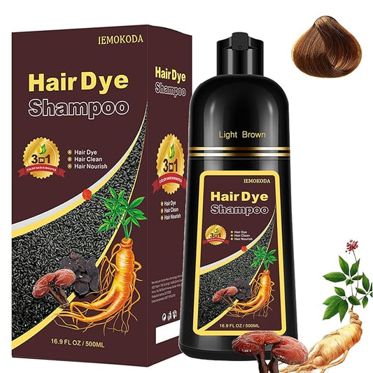 Light Brown Shampoo Para Pintar el Cabello - Instant Hair Dye Shampoo 3 in 1 Refresh Hair Color, Herbal Shampoo Hair Dye for Women Men, Easy to Use & Long Lasting Hair Color Shampoo 16.90 oz-Velvo Beauty