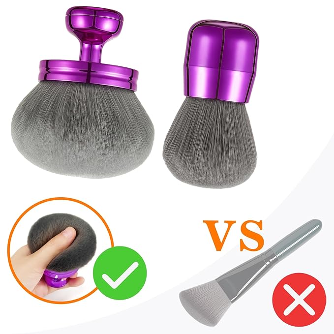 Extra Large Kabuki Brush Set for Body and Face Foundation & Makeup,Multi-functional,Mix bronze self-tanning applicator, wide round head, Great gift for women with Velvet bag(Purple 2pcs)-Velvo Beauty