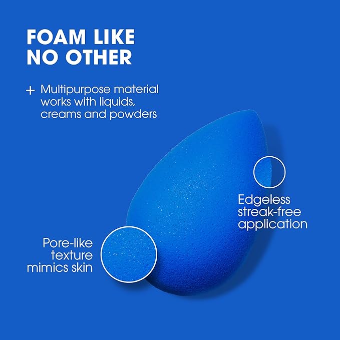 Beautyblender® | Sapphire Beauty Blender Makeup Sponge, Super-Soft Foam Easily Blends Foundations, Powders & Creams, Made in USA, Reusable, Washable, Streak Free Application, Vegan, Cruelty Free-Velvo Beauty