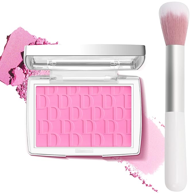 Pink Blush Powder Blush for Cheeks with Brush, Matte Blush Palette Blush Powder Face Blusher, Natural Blendable Formula Silky Lightweight Makeup Blush Rubores de Maquillaje, 001#-Velvo Beauty