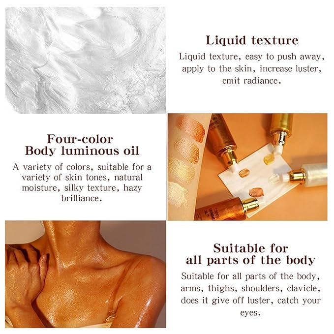 Shimmer Body Oil, Highlighter Makeup Smooth Glitter Glow Liquid Foundation for Face & Body,Liquid Illuminator Body Shimmer Lotion for Women (1# Pearl White)-Velvo Beauty