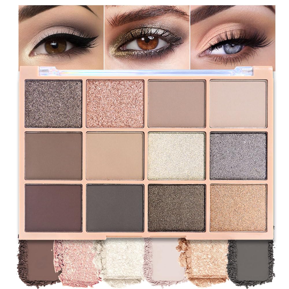 Neutral Smokey Eye Shadow Palette,Nude Silver Gray Black Cream Eyeshadow Palette,Make Up Pallets for Women Natural Eyeshadow for Eyes Long Lasting Naturing-Looking-Velvo Beauty