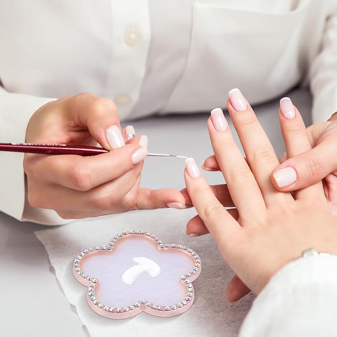 Resin Nail Art Palette Gold Edge Nail Holder Heart Shaped Color Makeup Foundation Mixing Tools Display Board Gel Nail Art Color Mixing Palette Painting Tray Manicure Tool (Colorful)-Velvo Beauty