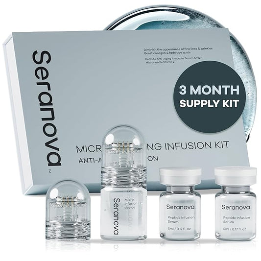 Seranova - Micro Infusion for Skin Care – with Collagen Peptides & Hyaluronic Acid, Face Serum and Stamp 0.05mm - 3 Month Supply-Velvo Beauty