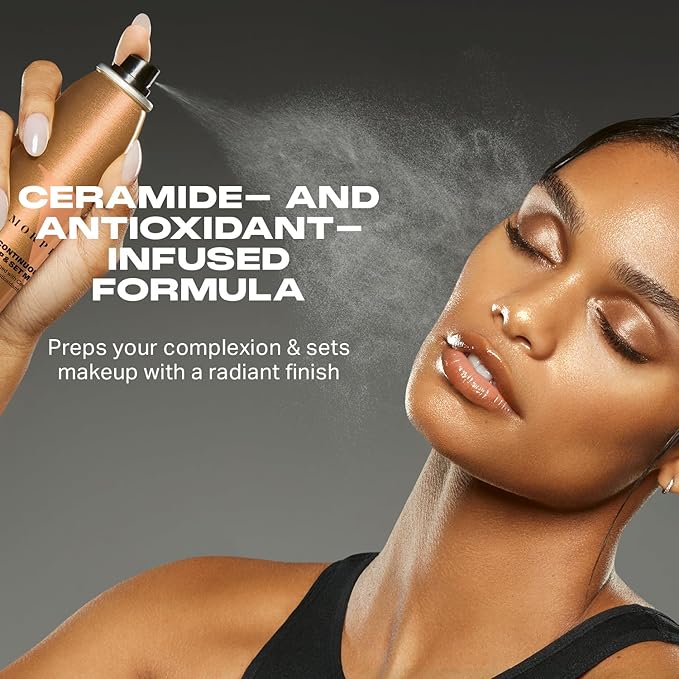 Morphe Mini Continuous Prep & Set Setting Spray - Travel Size Setting Spray for Makeup - Micro-Fine Face Mist Enriched with Ceramides to Help Hydrate, Nourish & Strengthen Skin Barrier (1.3 oz)-Velvo Beauty
