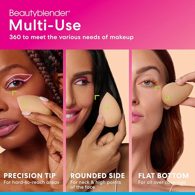 Beautyblender® | Nude Beige Beauty Blender Makeup Sponge, Super-Soft Foam Easily Blends Foundations, Powders & Creams, Made in USA, Reusable, Washable, Streak Free Application, Vegan, Cruelty Free-Velvo Beauty