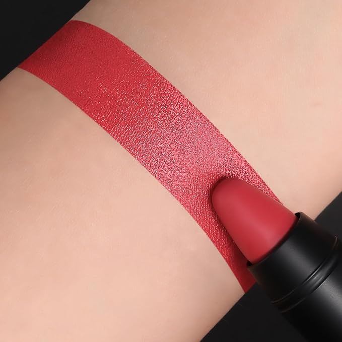 FOCALLURE Ultra Chic Matte Lipstick,Rich Vitamin E Lip Crayon,Lightweight Matte Color without Drying or Fading,Long Lasting Waterproof Lips Makeup,SMOKY CARMINE-Velvo Beauty