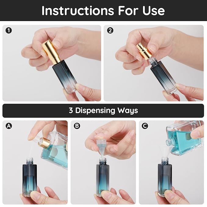 Segbeauty Travel Perfume Atomizer Refillable, 5 Packs 10ML Glass Spray Bottle for Perfume,Mini Portable Bottles Empty Fine Mist Sprayer Fragrance Cosmetic Container Kit Essentials, Gradient Blue-gold-Velvo Beauty