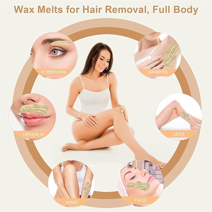 Hard Wax Beads for Hair Removal, Wax Beans for Sensitive Skin, Suitable for Bikini, Legs, Face, Back, Eyebrow, Chest for Women & Men, 300g (10 Oz)/bag-Velvo Beauty