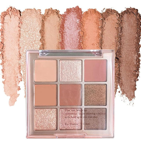Eyeshadow Palette Makeup- 9 Colors Naked Pink Eyeshadow Palette Matte Shimmer Korean Natural Eye Shadow palettes Highly Pigmented Naturing-Looking Long Lasting (10#)-Velvo Beauty